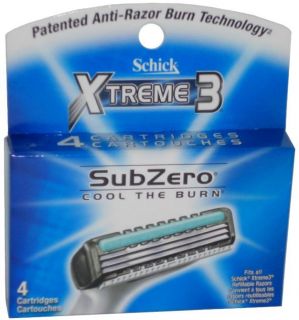 Schick Xtreme 3 Subzero Pack of 4 Refill Cartridges New