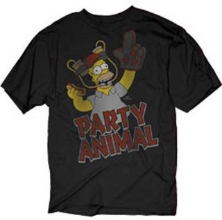 Homer Simpson Party Animal Distressed Black T Shirt