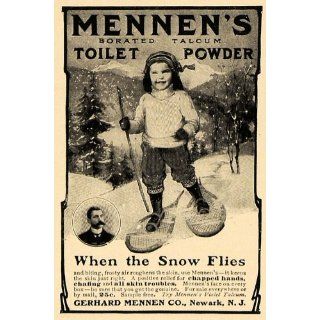 1906 Ad Mennens Talcum Toilet Powder Girl Snowshoe