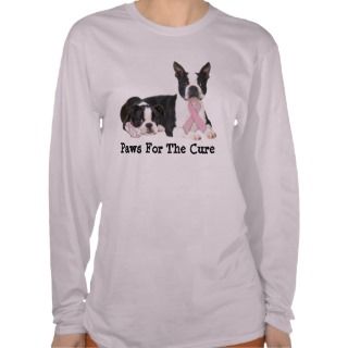 Boston Terrier Breast Cancer Ladies T Shirt 