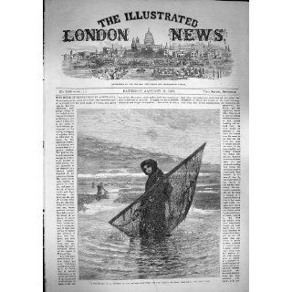 1868 Antique Print Shrimper Fishing Smythe Pall Mall Home