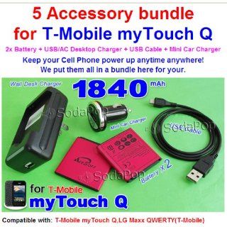2x 1840mAh High Power AceSoft T Mobile myTouch Q Battery
