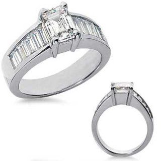 66 Ct.Diamond Engagement Ring with Emerald cut Side Stones Jewelry
