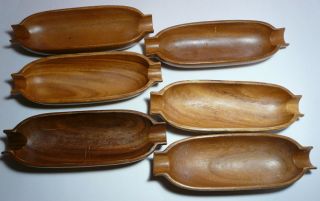 Vintage Wood Monkey Pod Corn on the Cob Trays Dishes Bowls Holders