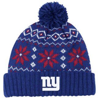 NEW YORK GIANTS Womens Chunky Pom Cuffed Knit Beanie Hat