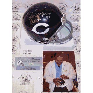 Autographed Gale Sayers Mini Helmet   Riddell Throwback