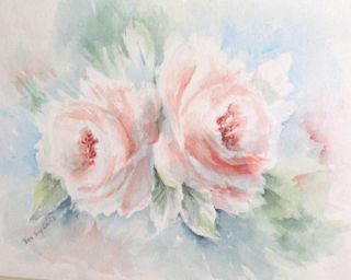 Pink Roses Southern Watercolor Painting Georgia B Davis