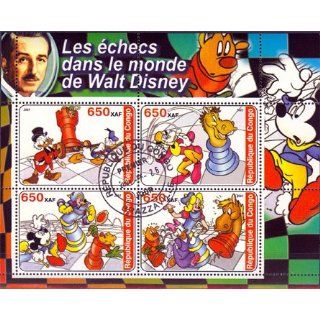 Chess in Walt Disney World 4v Souvenir Sheet from Congo No