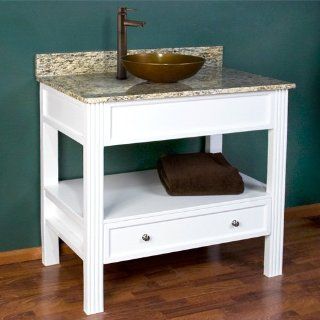 30 Vanity for Vessel Sink   White   No Faucet Drilling   3/4 Marble