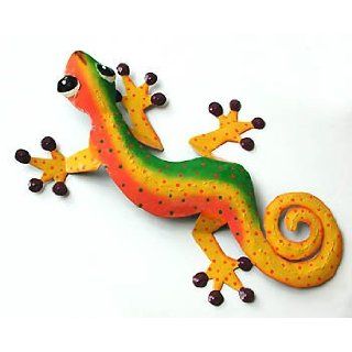 Handcrafted Striped Gecko Wall Art   Tropical Design 11