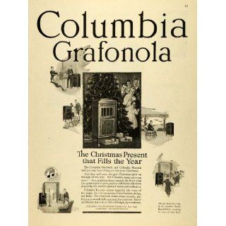 1919 Ad Christmas Columbia Grafonola Phonograph Cabinet