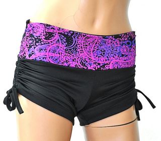 Hot Yoga Shorts Black Purple Low Rise Workout Shorts Pole Fitness Pick