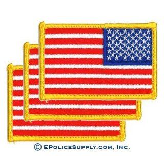 Reverse American Flag Patch with Bright Gold Border 5 PACK