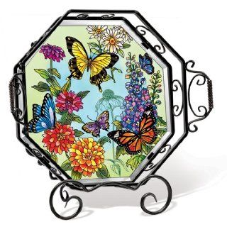Amia 5708 Octagon Tray with Butterfly Design, 15 1/2 Inch