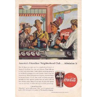 1946 Coca Cola Ad Farmer & Businessman at Soda Fountain