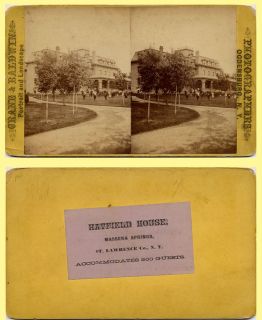 1870s Massena Springs, NY Hatfield House Hotel & Lawn People Posing