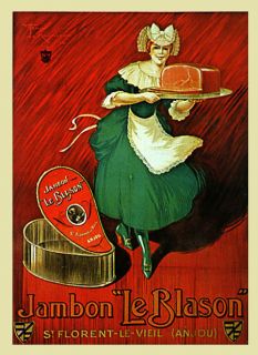 Meat Cook Jambon Le Blason French Food Restaurant Vintage Poster Repro