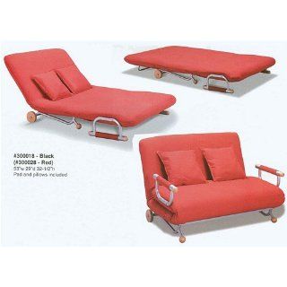 Red Rolling Futon Couch Bed Modern Set w/ 2 Pillows