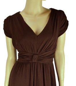 Suzi Chin New 100 Silk Brown Cap Sleeve Empire Waist Chiffon Dress