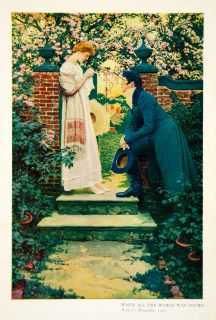 World Young Romance Garden Lovers Cherry Blossoms Howard Pyle