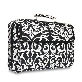 Laptop Case Black and White Damask Design Holds up to 17
