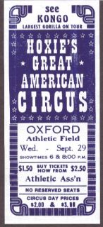 Hoxie Bros Great American Circus Six Different Tickets