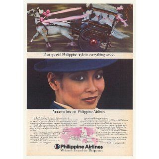 1977 Philippine Airlines Calesa Carriage Stewardess Print