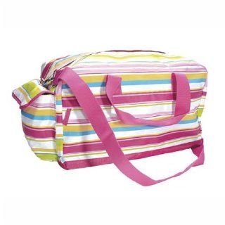 FREE SHIP Pink Preppy Stripe Duffle Overnight Bag Home