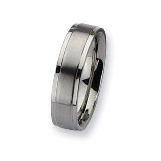 Stainless Steel Ridged Edge 6mm Satin and Polished Band SR32 11.5