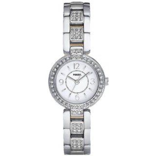 Fossil Evelyn Stainless Steel Watch   Silver Tone with Stones: Watches