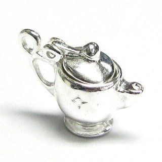 1 pc Sterling Silver Teapot Magic Lamp Pendant Dangle