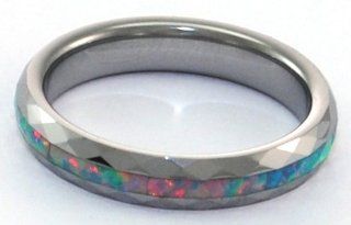 Narrow (4mm Wide) Faceted Tungsten Carbide Ring with Black