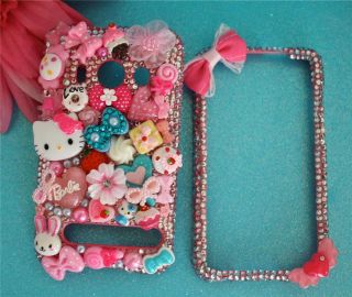  & BARBIE PINK HTC EVO 4G PINK CRYSTAL BLING 3D DECO PHONE CASE COVER