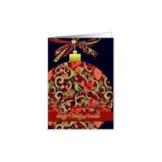 belated merry christmas, elegant red glass ornament, christmas card