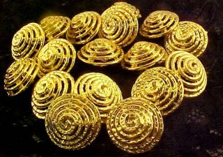 Vintage 9 Gold Honeycomb Swirl Buttons Made in Italy