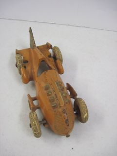 Original Orange Hubley Cast Iron Fin Tail Rocket Race Car