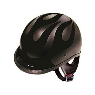 HCI 105 Polo   Black Flat Flame Motorcycle/Scooter Half Helmet (XX