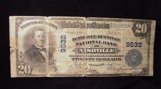 9532 1902 Lg Sz $20 Blue Seal TN Hermitage Nat. Bank Nashville Note