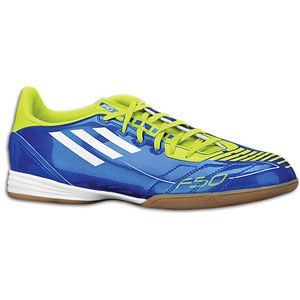 adidas F10 IN   Mens   Soccer   Shoes   Anodized Blue/White/Slime