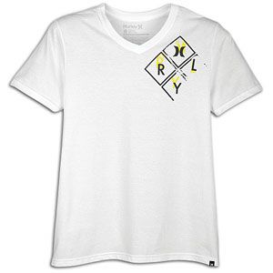 Hurley 4 Square V Neck S/S T Shirt   Mens   Casual   Clothing   White