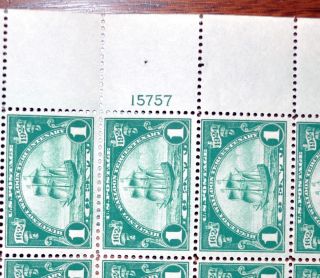 1924 Huguenot Walloon 1 Cent US Stamp Sheet 614