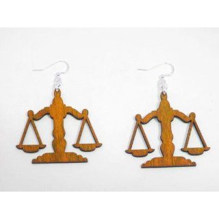 Tangerine Scales of Justice Wooden Earrings GTJ Jewelry