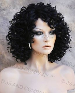 Human Hair Blend Wig Tight Curly Soft Off Black Heat Safe 1B