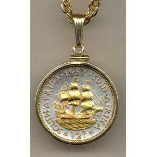  Penny Sailing Ship Gold Filled Bezel Coin 18 Necklace S 114: Jewelry
