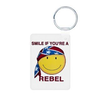 Aluminum Photo Keychain US Rebel Flag Smiley Face Smile If