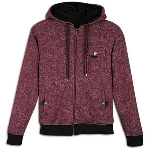 Southpole Sherpa Lined Denim Full Zip Hoodie   Mens   Pomegrante