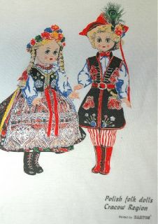 Polish T Shirt for A Child Picturing A Lovely Pair of Folk Dolls