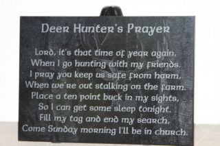 Deer Hunters Prayer 5 x7 black Marble plaque laser engraved hunters