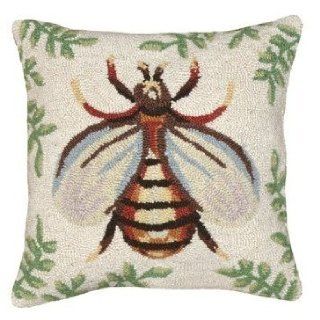 123 Creations CHD9 Bee 100% Wool Hook Pillow Size 16 x