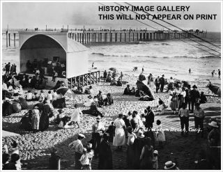 1908 RARE Huntington Beach CA Beach Swimmers Photo